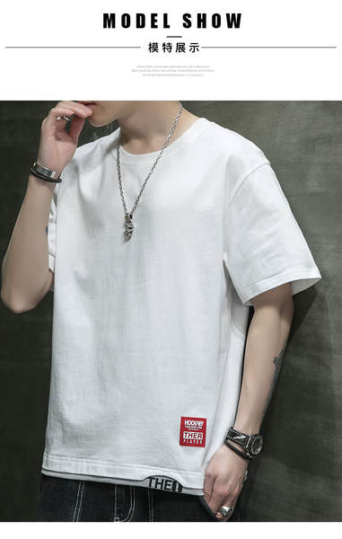 Camiseta masculina de algodão curta