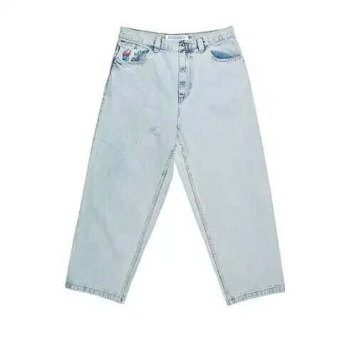 Polar Big Boy jeans Y2K Hip-Hop desenho de desenho animado penteado azul solto jeans homens