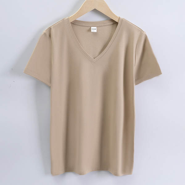 Camiseta feminina de algodão curta