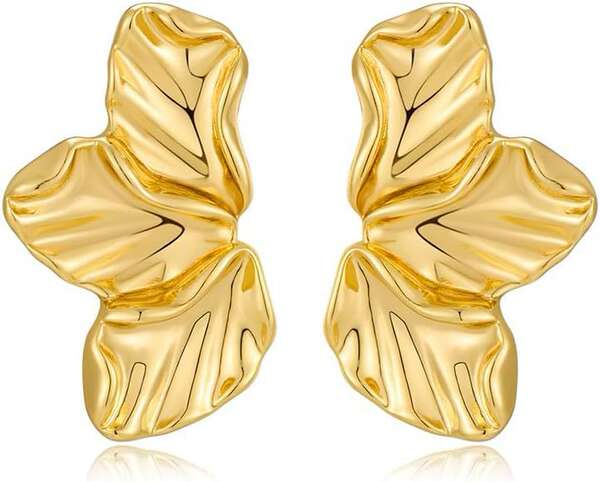 Transfronteiriço de orelhas metálicas geométricas flores irregulares orelhas femininas desenho de personalidade orelhas femininas de metal