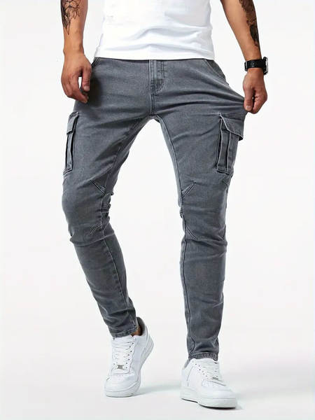 2021 Euro-American Cross-Border New Jeans Homens Piso lateral Pequenos Pés Estreitos jeans NK012
