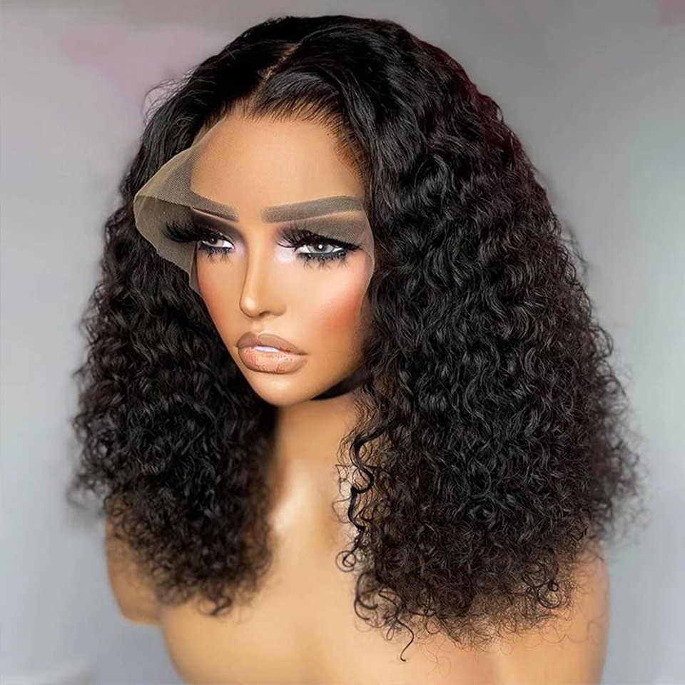 Peruca frontal de renda 5x5 Pixie Curly 300 Density cabelo humano SDD