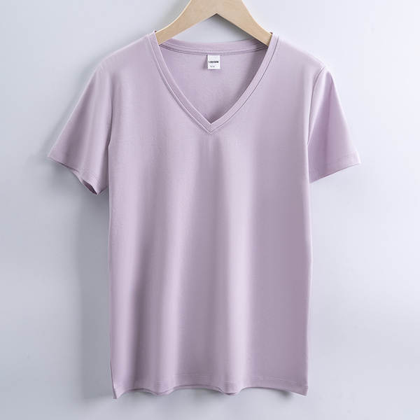 Camiseta feminina de algodão curta