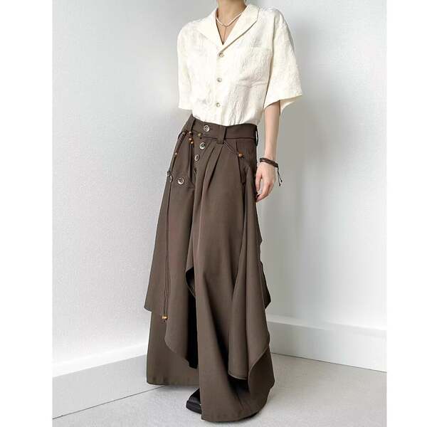 Calça larga estilo Yohji Yamamoto