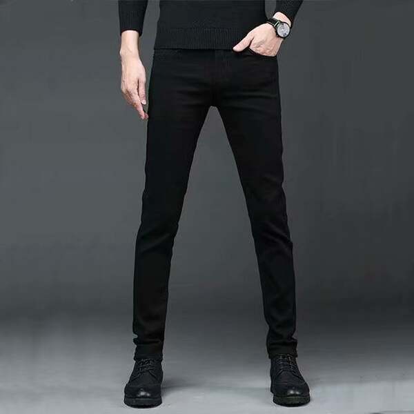 2025 Novo jeans masculino verão coreano coroado Pequenas pernas Longas calças masculinas elegantes calças de descanso flexíveis