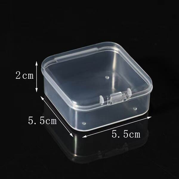 Caixa de feijão de 5,5 cm quadrada PP plástico semi-transparente Caixa de embalagem pequena Caixa de material com peças de cobertura Caixa de jóias