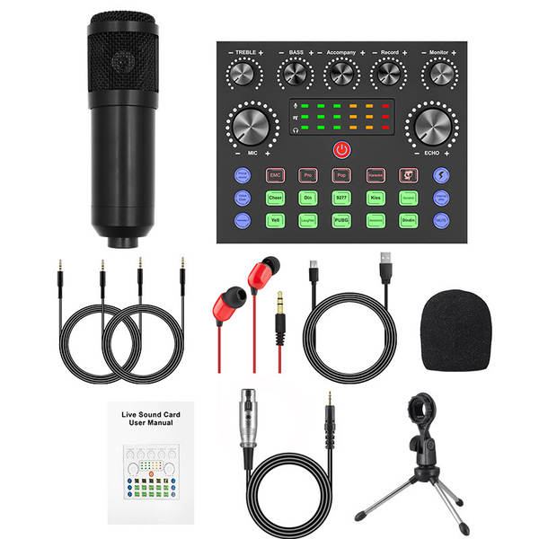 Transfronteiriço V8S Inglês de transmissão ao vivo bm800 pacote de braço pendurado pacote de cartão de telefone celular de transmissão ao vivo podcast completo