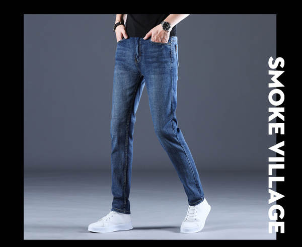 Fabricante de vendas diretas de jeans fina de verão de 2026 para homens de calça reta corpos flexíveis calças de lazer para homens jovens calças