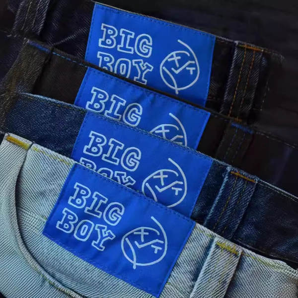 Cross-border e-commerce caricatura de rua estampado jeans azul retro calças meninos meninos grandes meninos jeans Y2K hip hop