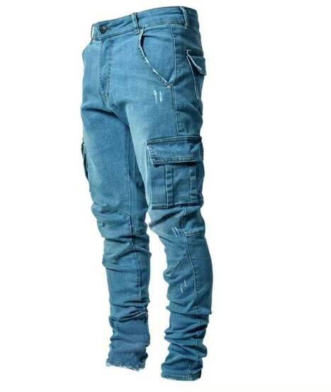 2021 Euro-American Cross-Border New Jeans Homens Piso lateral Pequenos Pés Estreitos jeans NK012