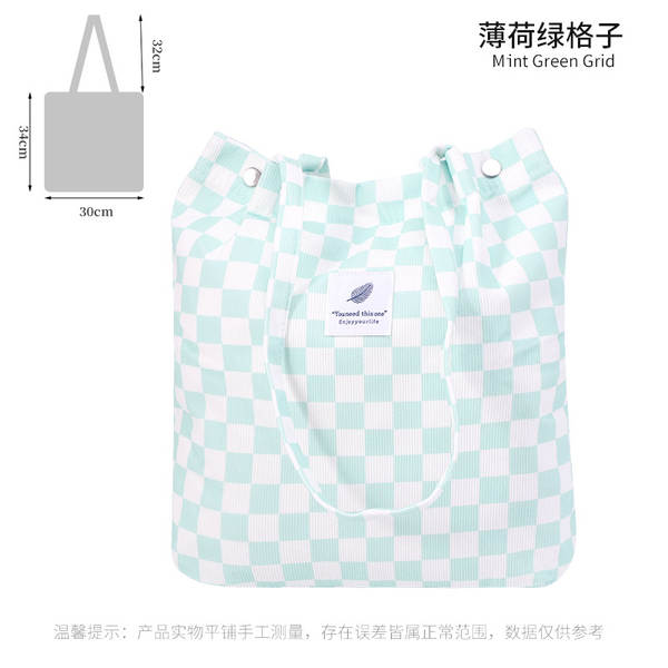 ins风简约灯芯绒帆布包双肩带帆布袋旅行外出收纳包女包单肩包