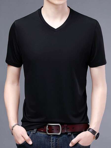 Camiseta masculina curta V