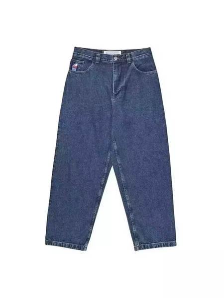Polar Big Boy jeans Y2K Hip-Hop desenho de desenho animado penteado azul solto jeans homens