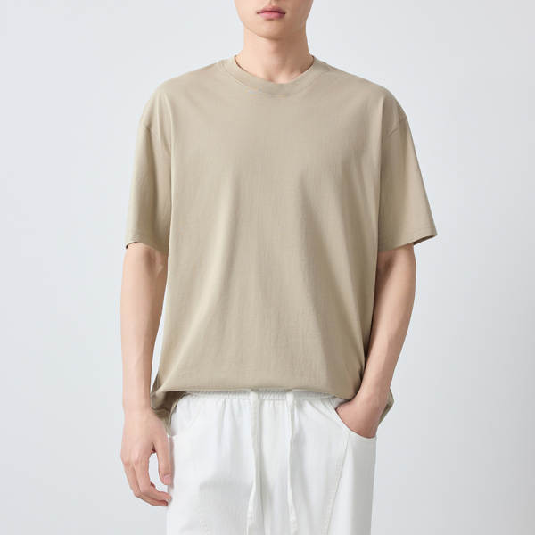 T-shirt masculino de algodão puro de 230 g para homens de verão de 2026 75265.
