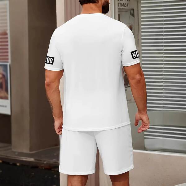 T-Shirt masculino de corta-metragem de estilo transfronteiriço europeu-americano com roupa esportiva de lazer Los Angeles T-Shirt