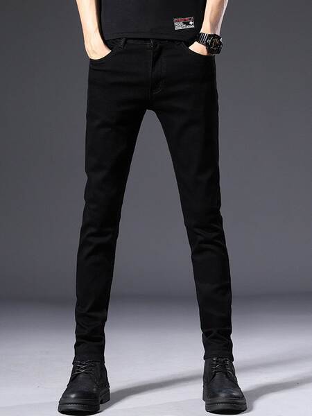 Calça Jeans Preta Masculina Elástica