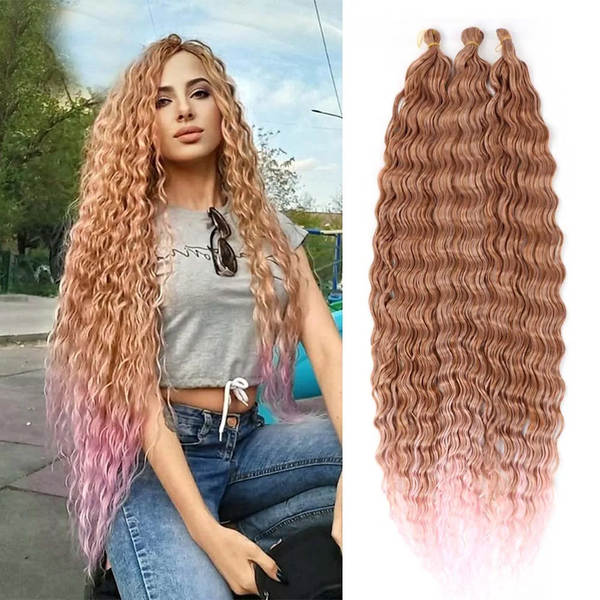 32inch Deep Wave Bulk Hair Fibra de cabelo de alta temperatura
