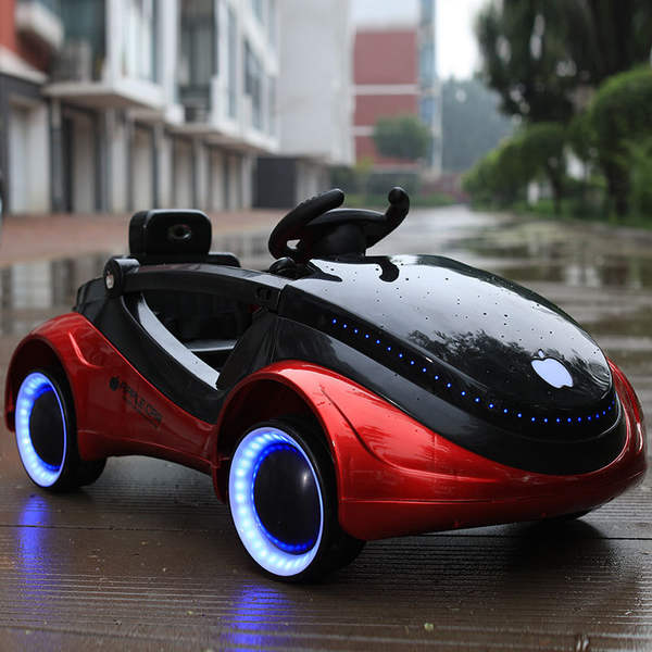 Crianças de ficção científica carros elétricos de quatro rodas com flash com controle remoto para homens e bebês rolando carregar brinquedos carrinho de criança