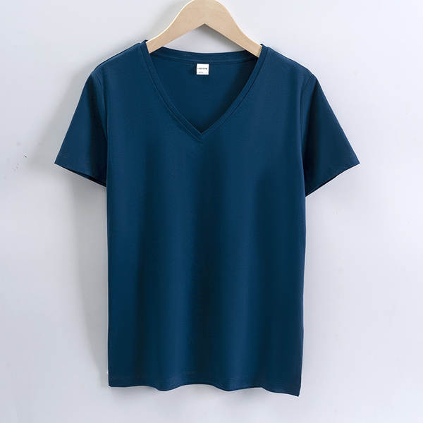 Camiseta feminina de algodão curta