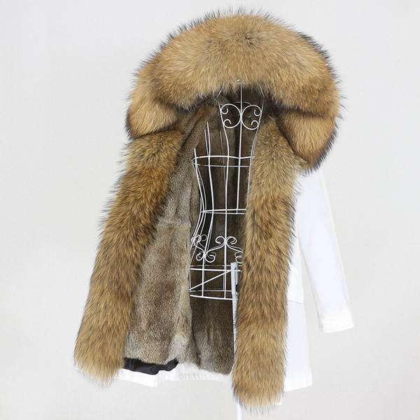 Comércio eletrônico transfronteiriço vestido de inverno feminino supera a mulher pode desmontar o cabelo real no cabelo longo coelho casaco de pele quente