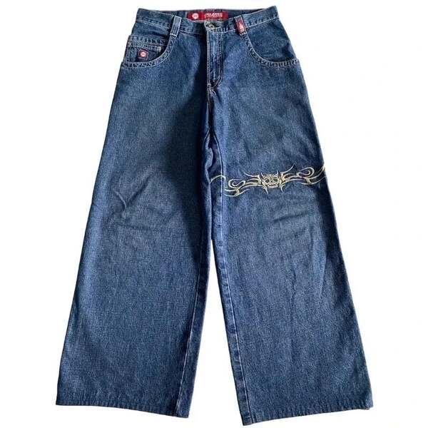 JNCO Y2K Loose jeans masculino padrão hip-hop rua masculino calças largas