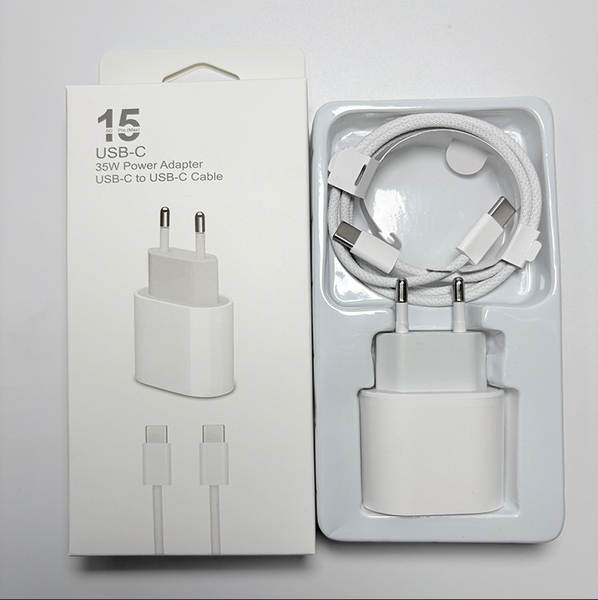 Cabeça de carregamento de celular padrão europeu pd20w para Apple 15 carregador iPad kit linha de dados pd 35w