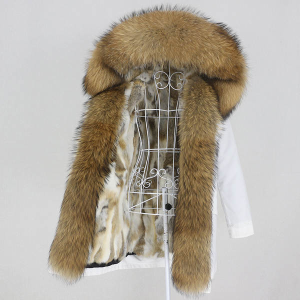 Comércio eletrônico transfronteiriço vestido de inverno feminino supera a mulher pode desmontar o cabelo real no cabelo longo coelho casaco de pele quente