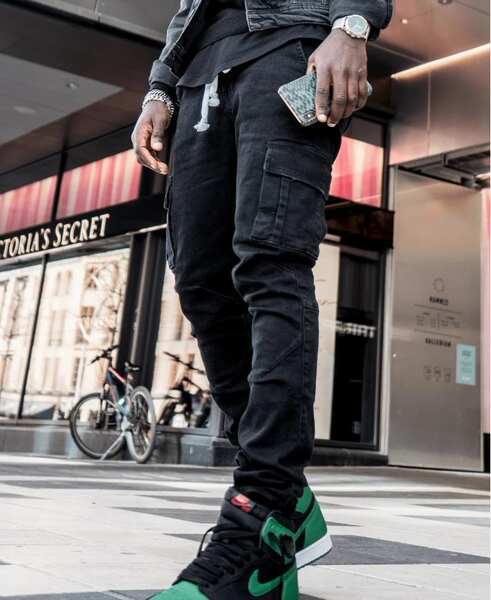 2021 Euro-American Cross-Border New Jeans Homens Piso lateral Pequenos Pés Estreitos jeans NK012