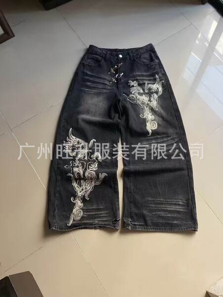 Transfronteiriço e-commerce casual jeans masculino vintage impressão hip-hop roupas de rua masculino original