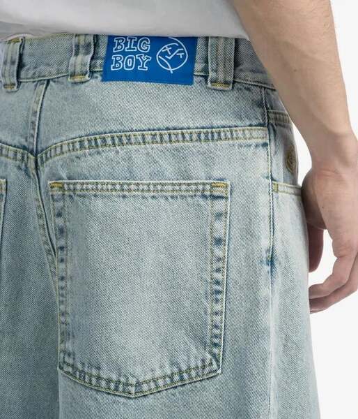 Polar Big Boy jeans Y2K Hip-Hop desenho de desenho animado penteado azul solto jeans homens