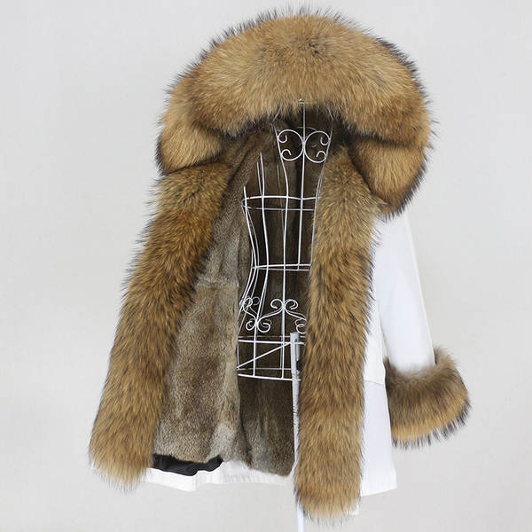 Comércio eletrônico transfronteiriço vestido de inverno feminino supera a mulher pode desmontar o cabelo real no cabelo longo coelho casaco de pele quente
