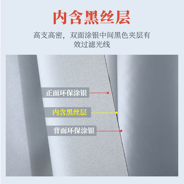 全遮光布窗帘遮阳布挡光卧室挂钩式魔术贴隔热防晒简易免打孔安装