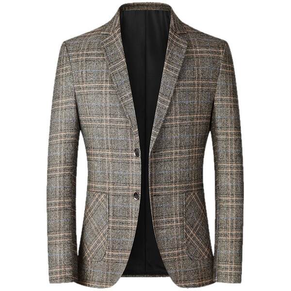 Transfronteiriço masculino de alta qualidade primavera outono recreativo grão de café cor casual negócios jantar vestido casaco roupa de banho