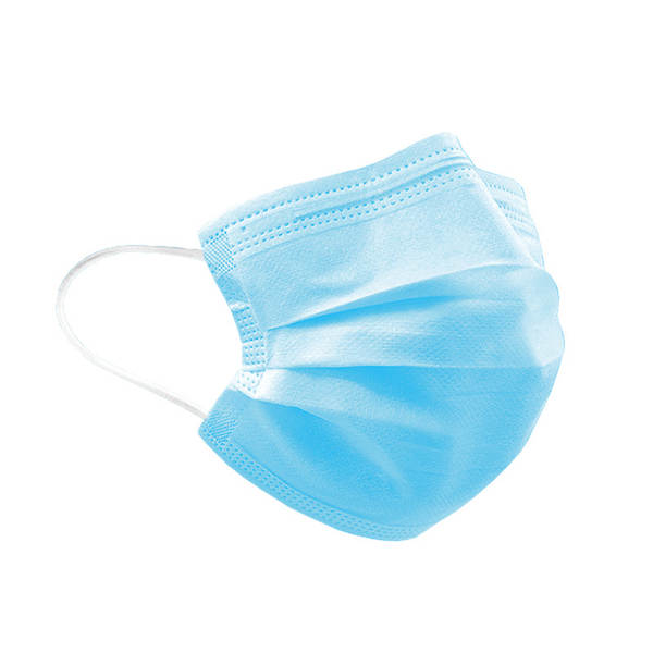 Fabricante de atacado descobre a máscara de uma única vez para adultos com três camadas de proteção contra poeira azul permeável embalagem independente