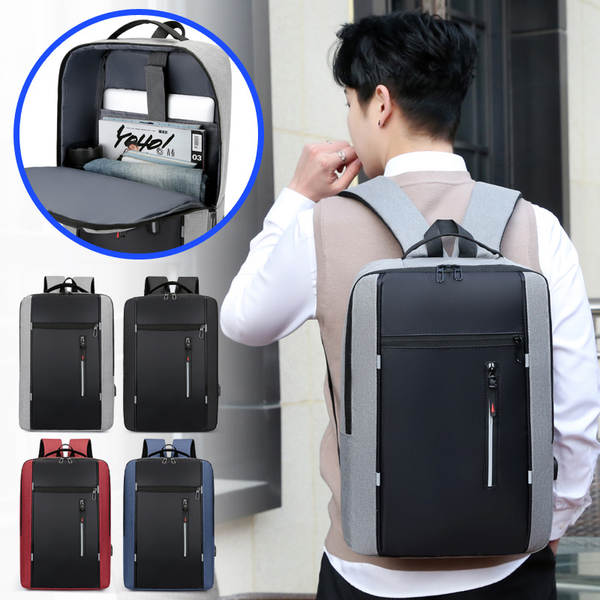 Pacote de negócios transfronteiriço para homens Pacote de laptop Pacote USB multifuncional Pacote de ombro duplo de grande capacidade Logo de impressão