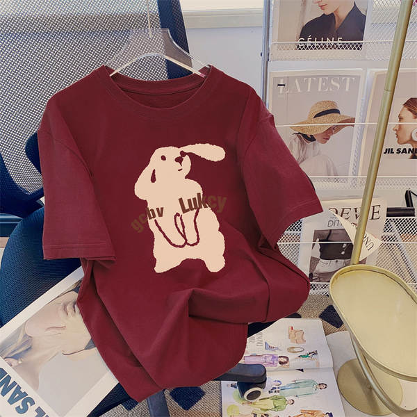 Camiseta feminina de algodão curta