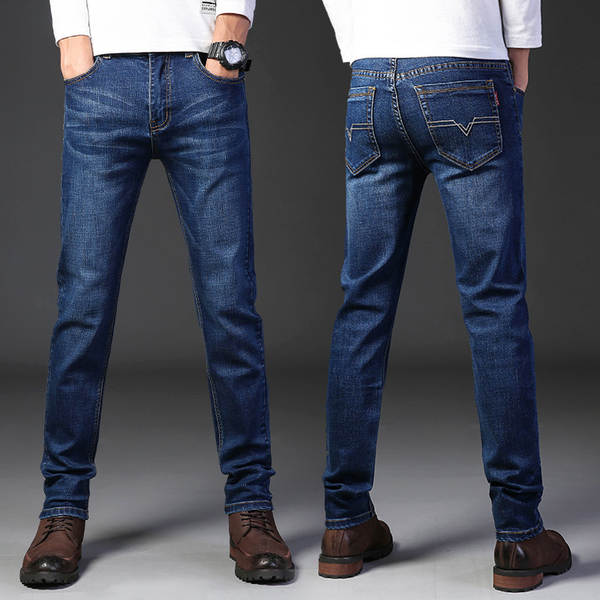 Fabricante de vendas diretas de jeans masculinos de primavera e verão de luxo boa qualidade resiliente negócios de lazer homens jeans calças longas