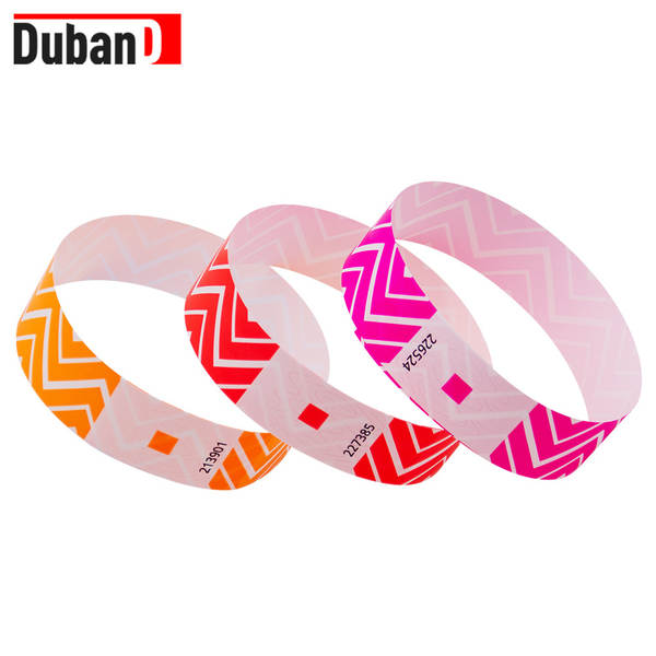 Fluorescente colorido de uma só vez resistente à água tiras de pulseira com bilhetes de parque de diversões nocturno entrada volume novo design