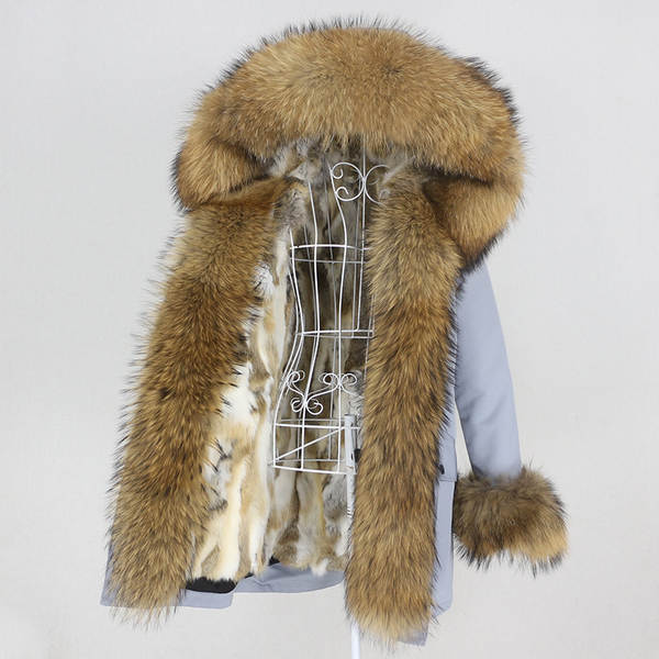 Comércio eletrônico transfronteiriço vestido de inverno feminino supera a mulher pode desmontar o cabelo real no cabelo longo coelho casaco de pele quente