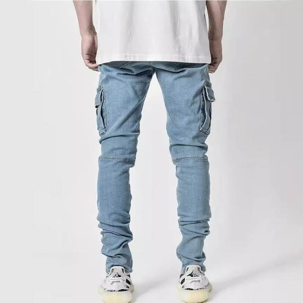 2021 Euro-American Cross-Border New Jeans Homens Piso lateral Pequenos Pés Estreitos jeans NK012