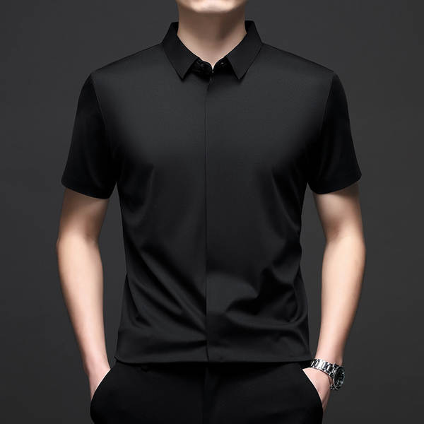 T-Shirt de pulseira curta de Sandy masculino de verão de 2025 livre de calor resiliência de negócios de lazer puro camisa de gelo masculino