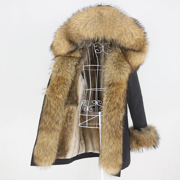 Comércio eletrônico transfronteiriço vestido de inverno feminino supera a mulher pode desmontar o cabelo real no cabelo longo coelho casaco de pele quente