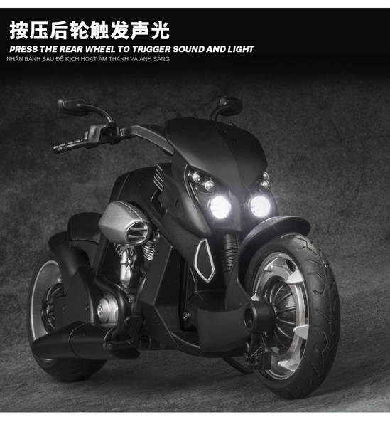 Modelos de automóveis de alumínio 1:12 Yamaha Tirana Motorcycle Voz com brinquedos de luzes de brinquedos de automóveis de música