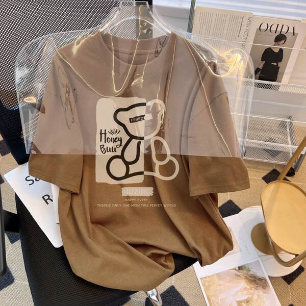 Camiseta feminina de algodão curta