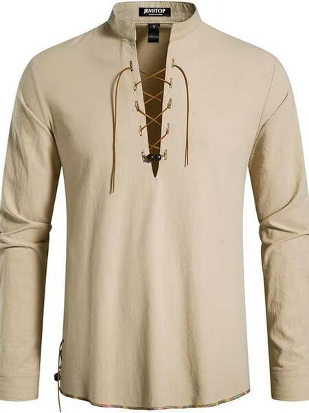 Camiseta transfronteiriça masculina de alta qualidade Henry Camiseta hippie para homens de estilo europeu-americano com mangas longas de praia
