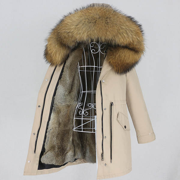 Comércio eletrônico transfronteiriço vestido de inverno feminino supera a mulher pode desmontar o cabelo real no cabelo longo coelho casaco de pele quente