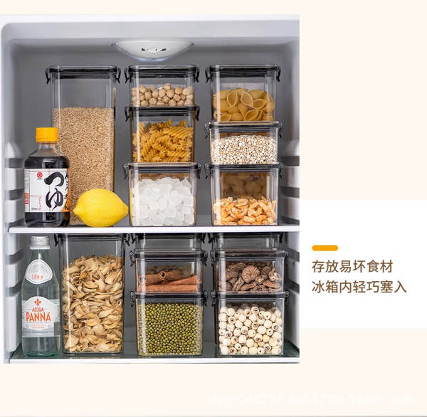 Caixa de enchimento de plástico transparente de classe alimentar caixa de enchimento quadrada de engrossamento de tanques de armazenamento de grãos de cinco grãos de enchimento de tanques