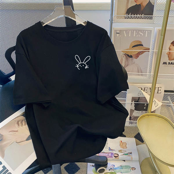 Camiseta feminina de algodão curta