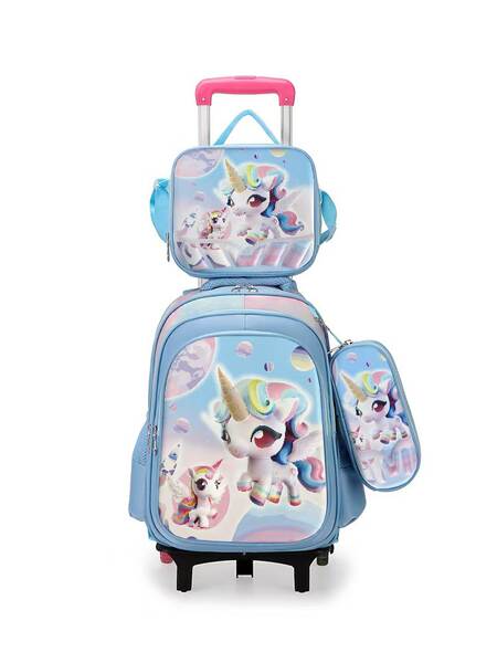 Novo 3D de couro da escola primária tecido de nylon três conjuntos de crianças sacola bolsas de comércio exterior bolsas de almoço fábrica