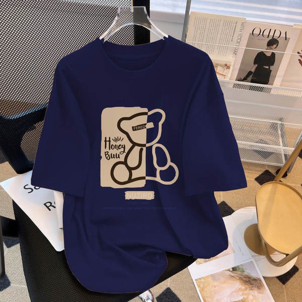 Camiseta feminina de algodão curta